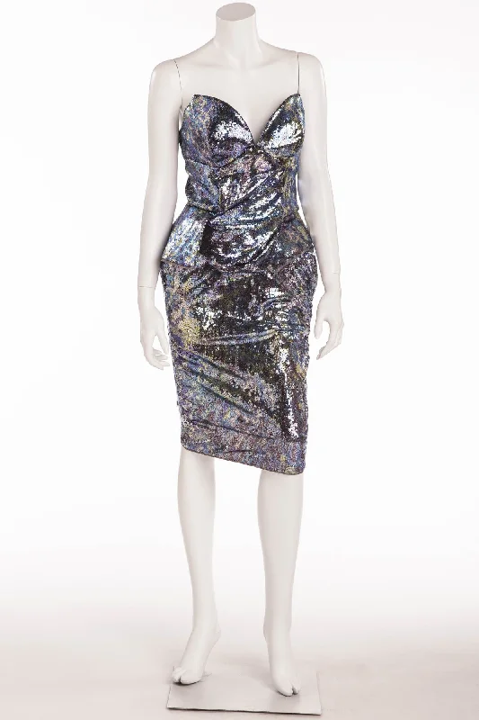 VIvienne Westwood - 2PC Purple, Blue, Silver Corset & Pencil Skirt - IT 40