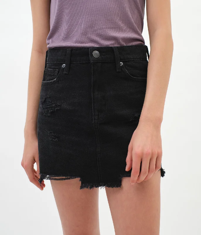 Aeropostale Womens Real Denim High-Rise Mini Skirt