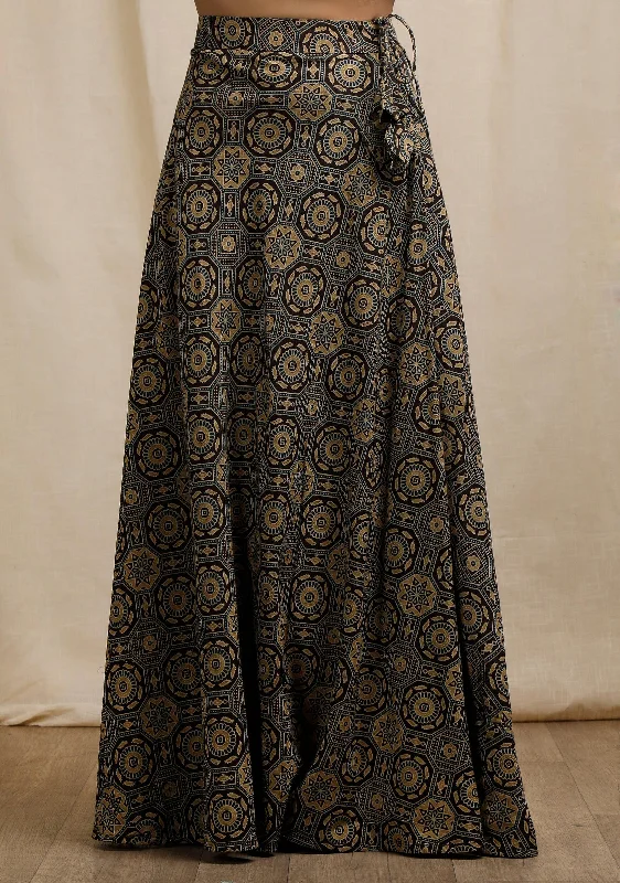 Blue Ajrakh Print Flared Skirt