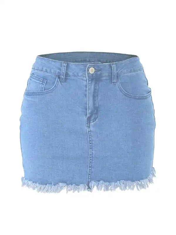 Women’s Retro Fringe Pack Hip Denim Short Skirt