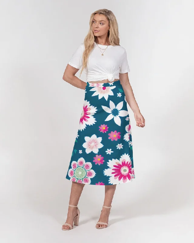 Beautiful floral pattern Women's All-Over Print A-Line Midi Skirt