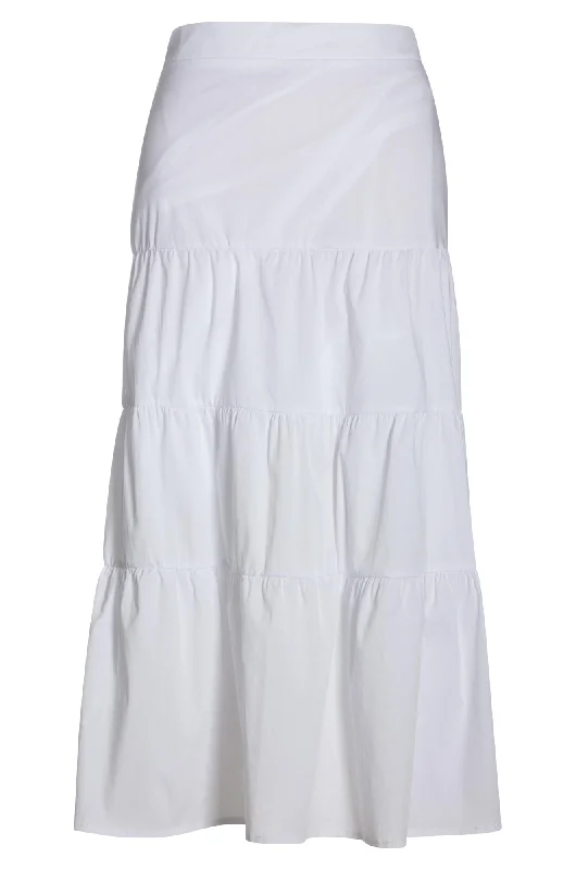 Cotton Poplin tiered Skirt | WHITE | 6383AR