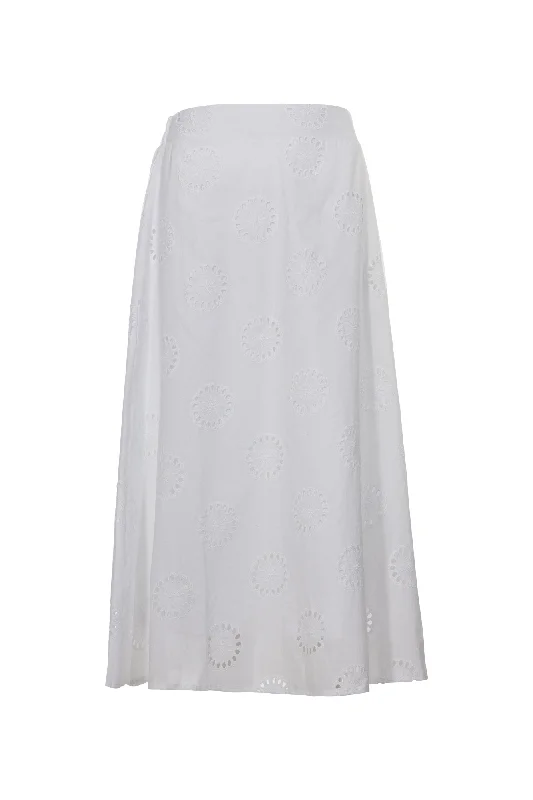 Embroidered Cotton pull on Skirt | WHITE | 6413AR