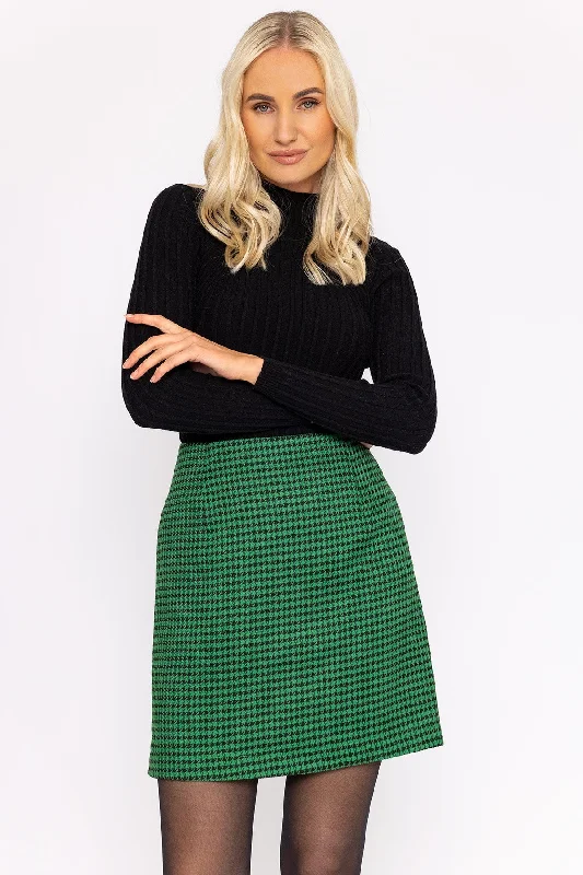 Houndstooth Mini Skirt in Green