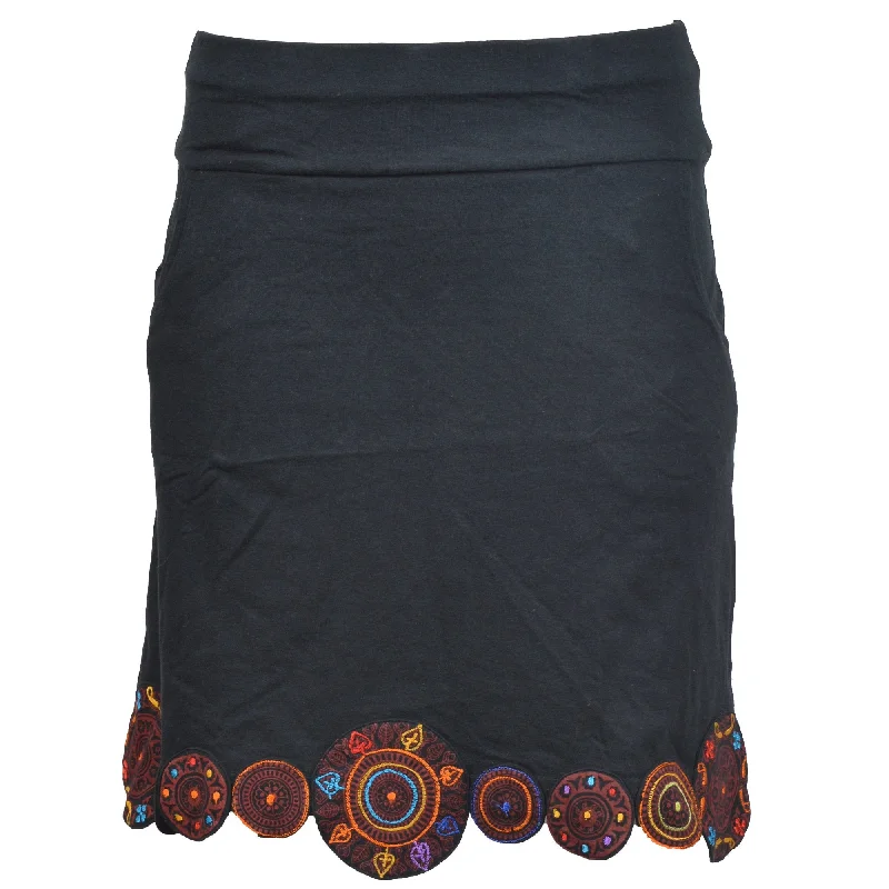 Mandala Embroidery Side Pocket Skirt