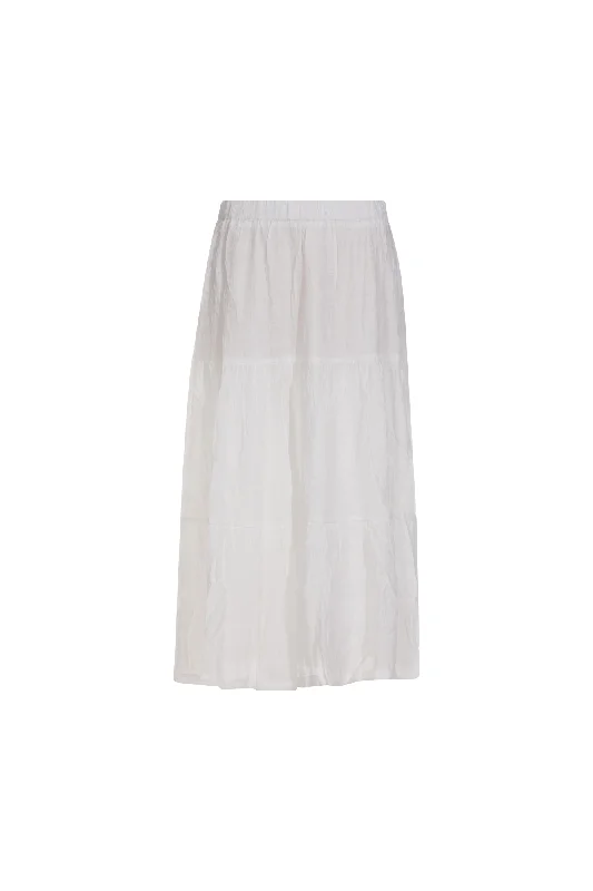 Pull on tiered Skirt with lining | WHITE | 8837AR