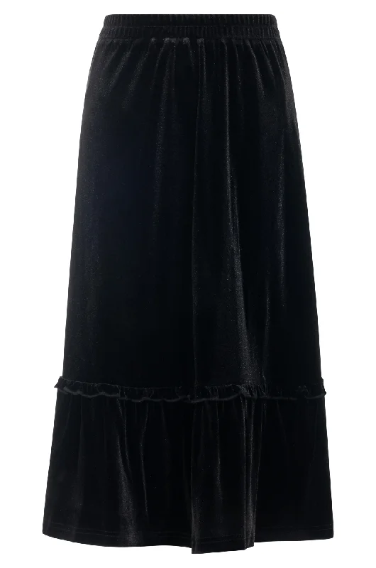 Black Velour pull on Skirt | Black | 8813ZZ