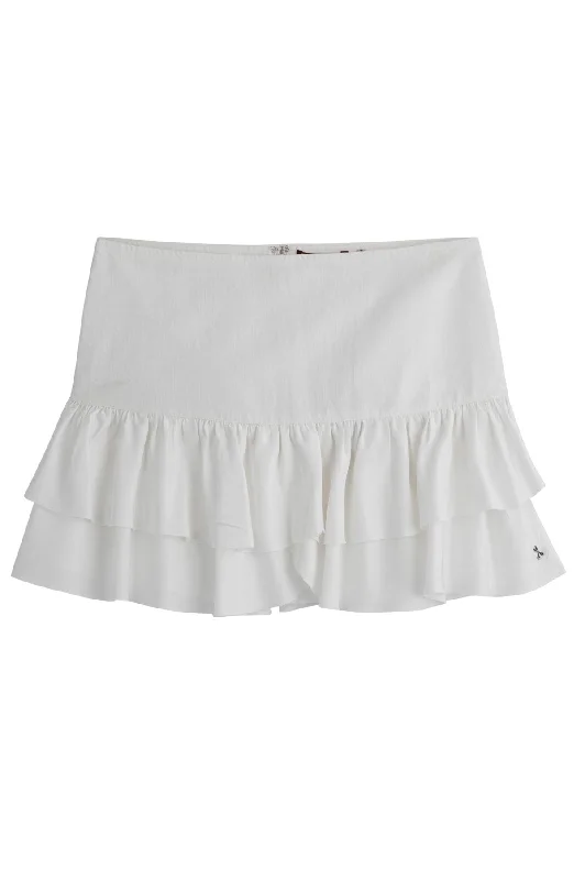 White Silk Combo Skirt