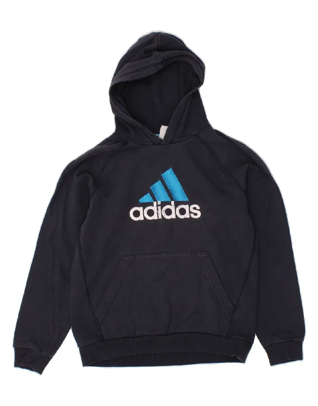 ADIDAS Boys Graphic Hoodie Jumper 11-12 Years Navy Blue