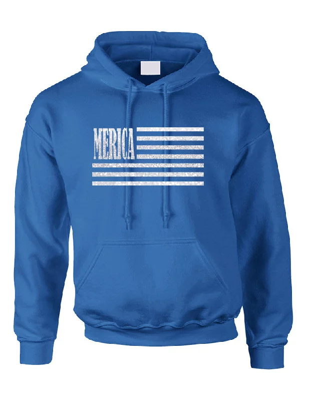 Adult Hoodie Merica Glitter White Flag 4th Of July USA Top