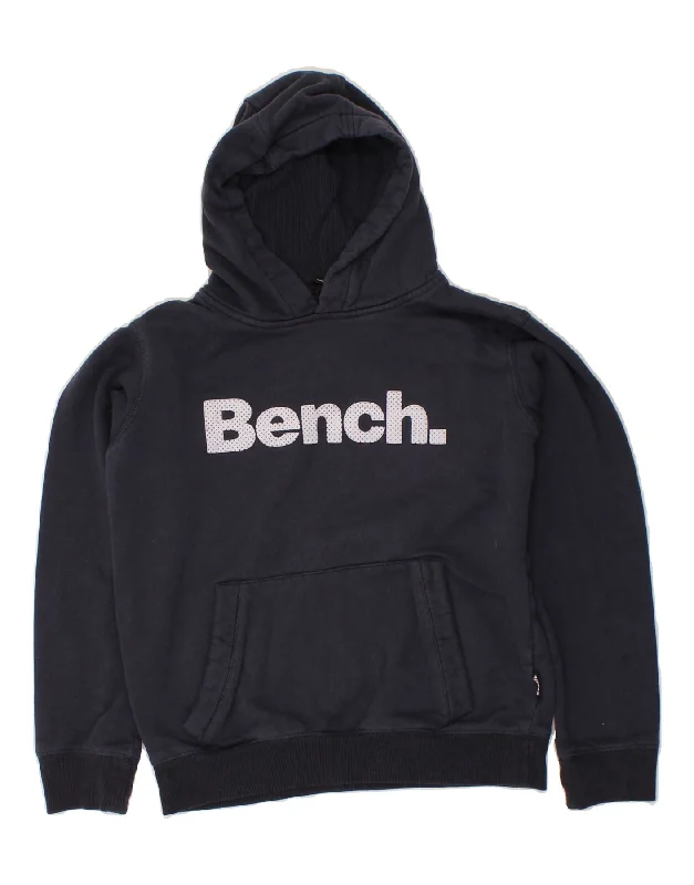 BENCH Boys Graphic Hoodie Jumper 11-12 Years Navy Blue Cotton