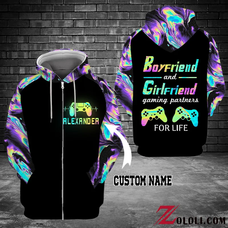 Boyfriend and girlfriend gaming partner for life Hoodie 3D TTM