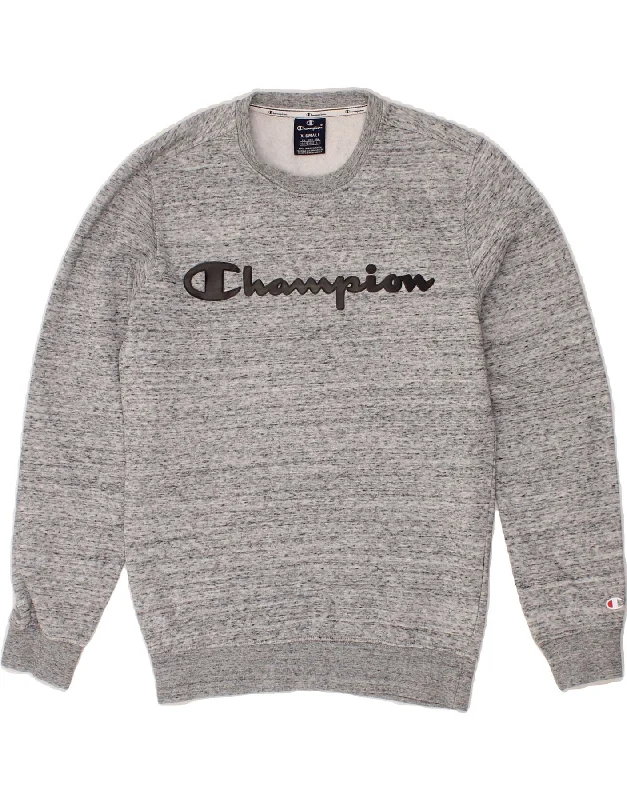 CHAMPION Mens Graphic Sweatshirt Jumper XS Grey Flecked Cotton