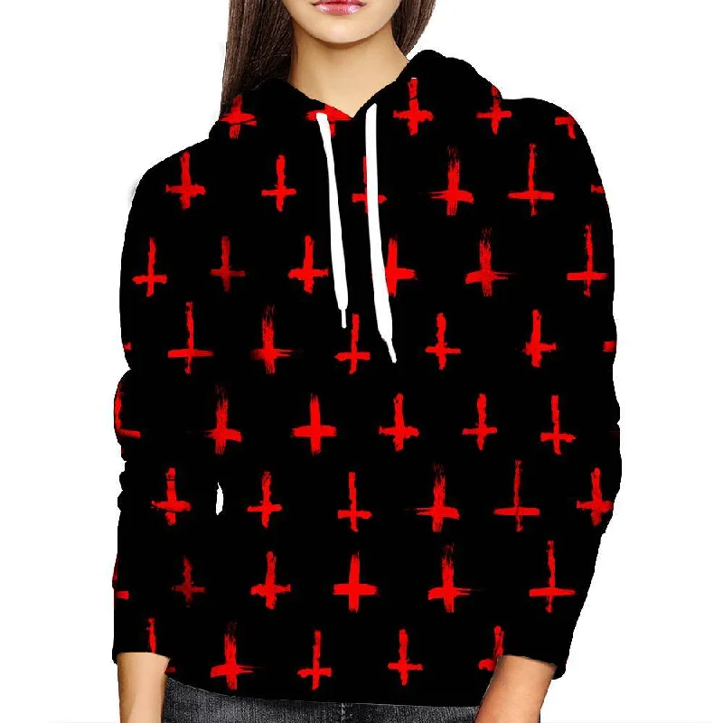 Devilish Red Cross Womens Hoodie