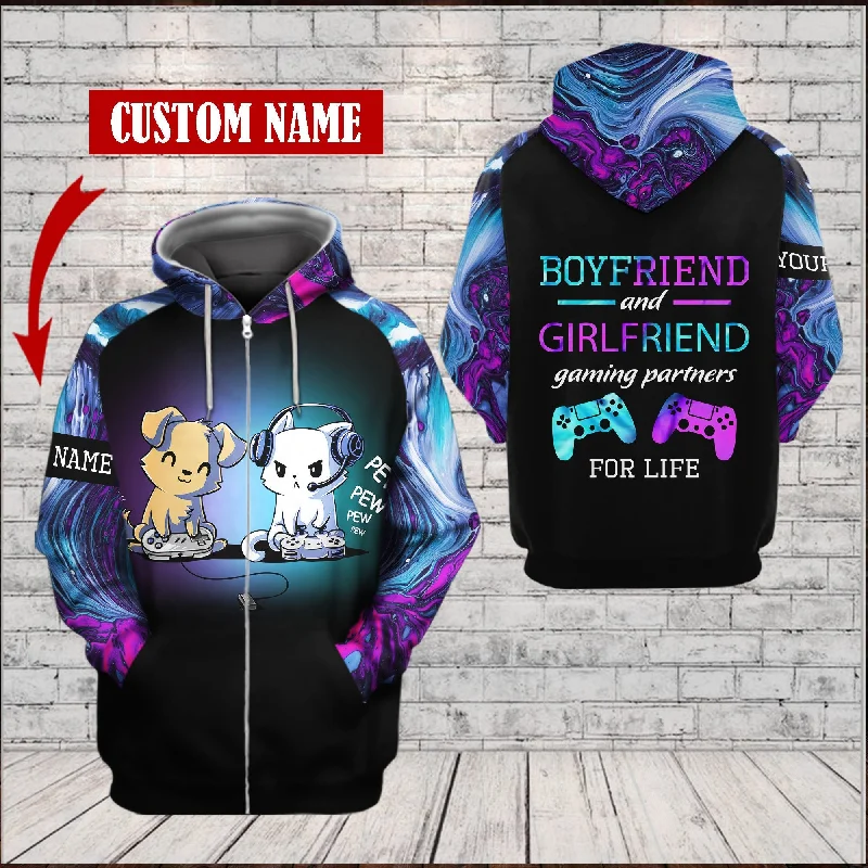 Gamer Boyfriend and girlfriend gaming partner for life Hoodie Custom TTM