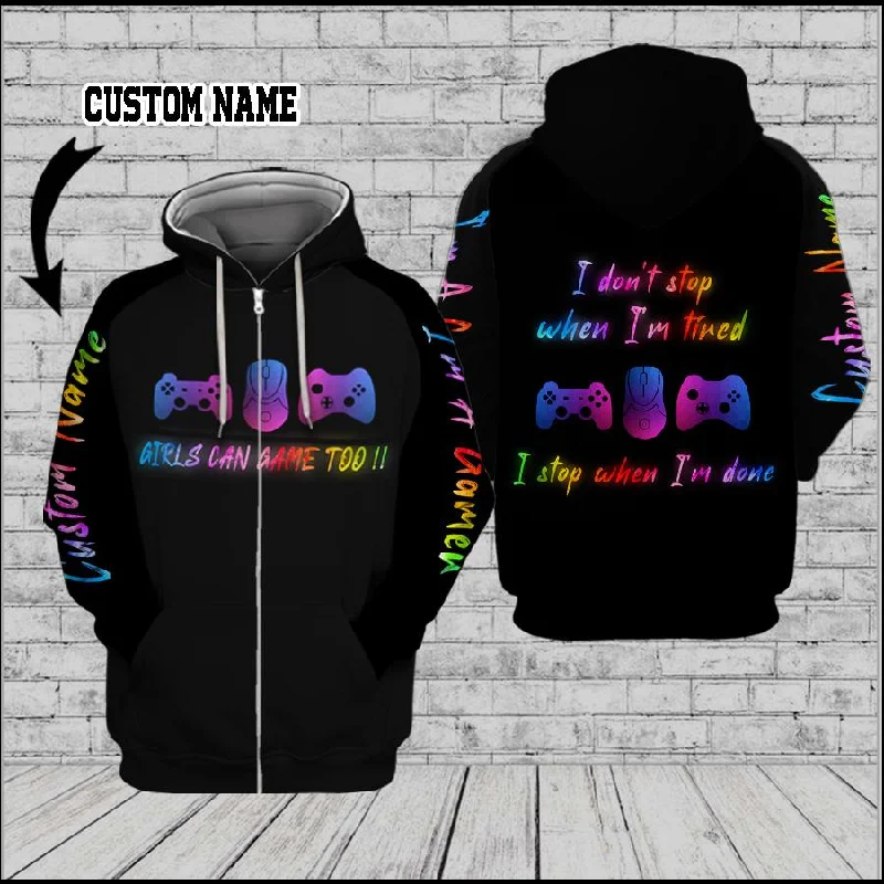 GIRLS CAN GAME TOO 3D Custom Hoodie