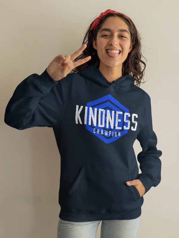 "KINDNESS CHAMPION" Premium Unisex Navy Organic Cotton Hoodie