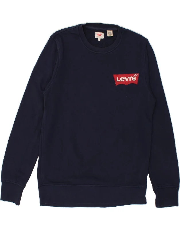 LEVI'S Mens Graphic Sweatshirt Jumper Small Navy Blue Cotton