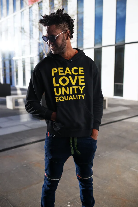 "PEACE LOVE UNITY EQUALITY" Maize And Blue Preimum Organic Cotton Unisex Hoodie