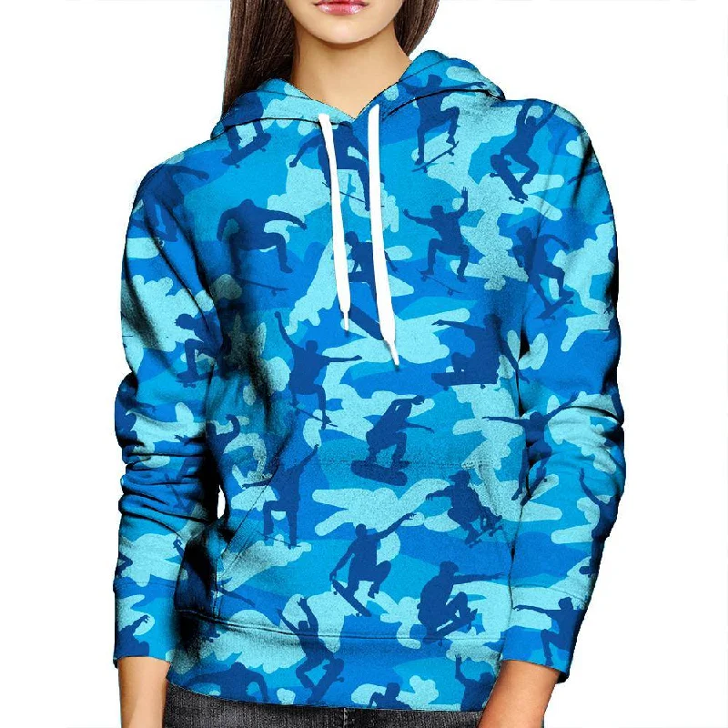 Skater Camo Blue Womens Hoodie