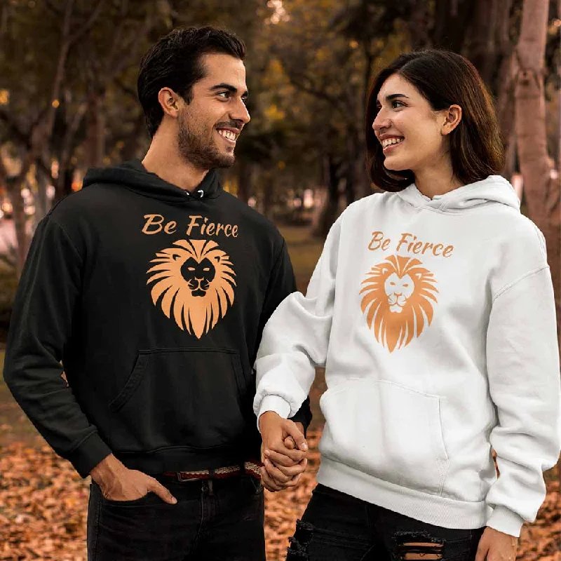 Black & white lion print unisex hoodies