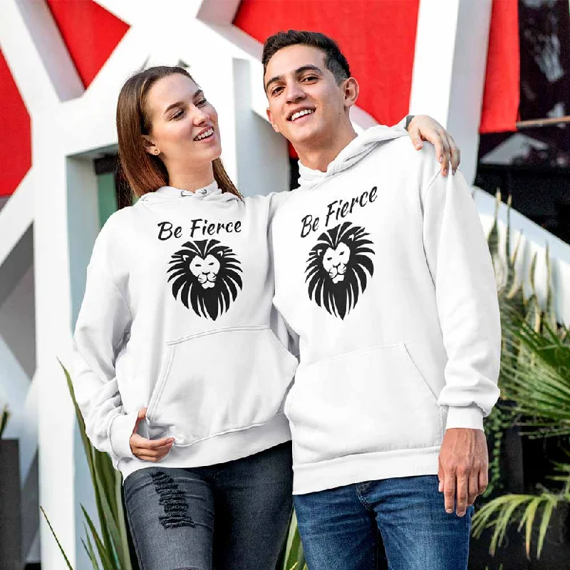 White lion graphic print unisex hoodies