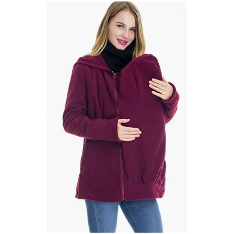 Warm Maternity Jacket/ Baby Carrier Kangaroo Pouch Hoodie