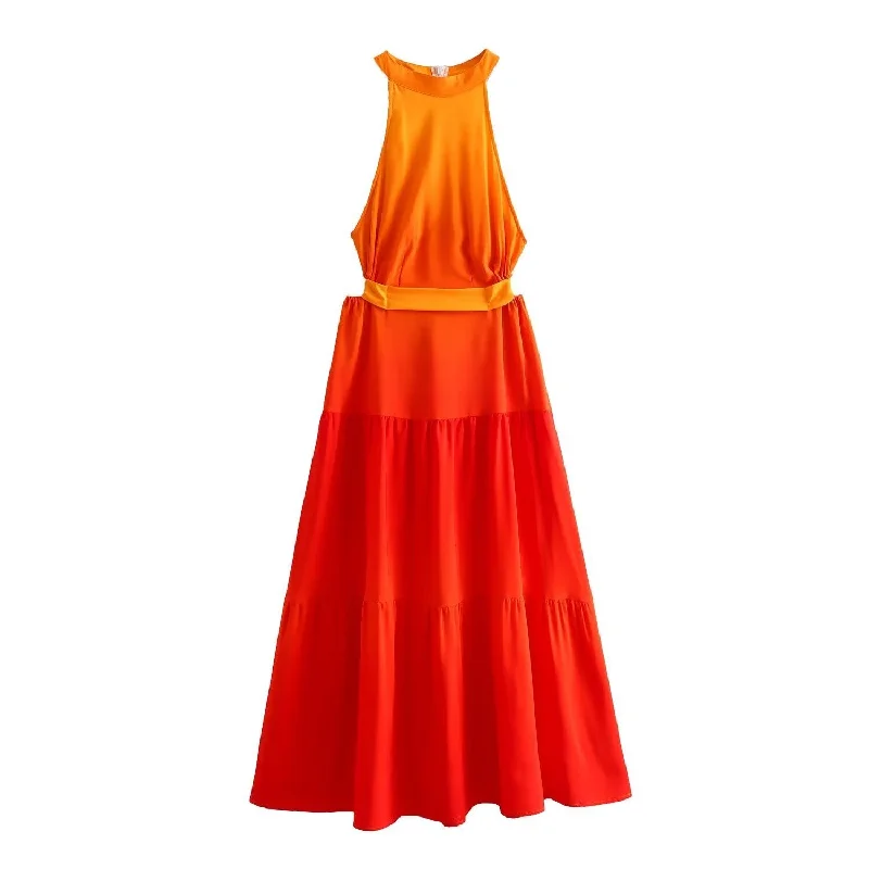 Open Waist Orange Dress