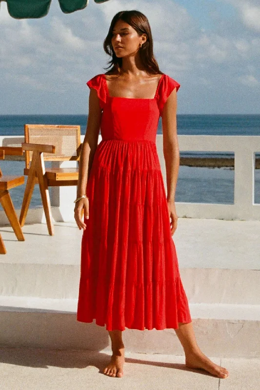 Casual High Waist Ruffled Summer Long Dresses