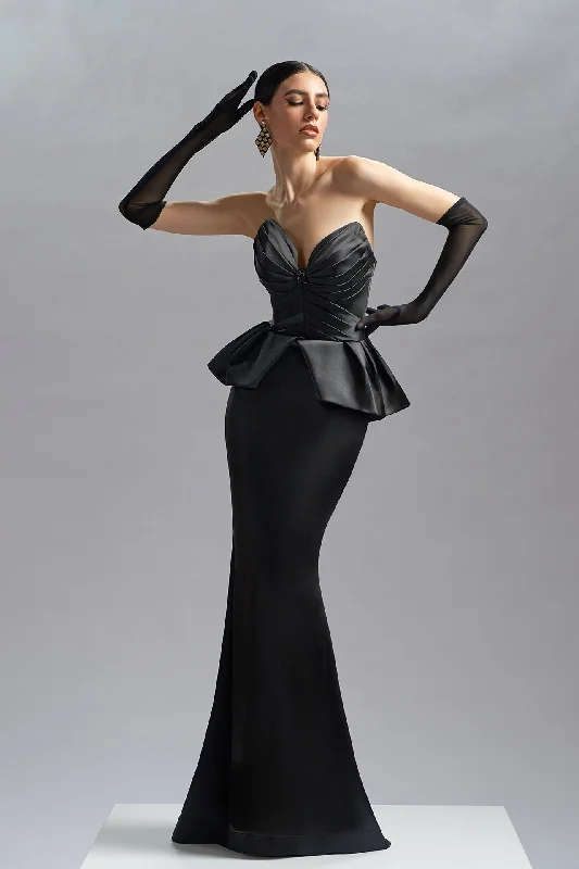 Ruffled waistline satin dress