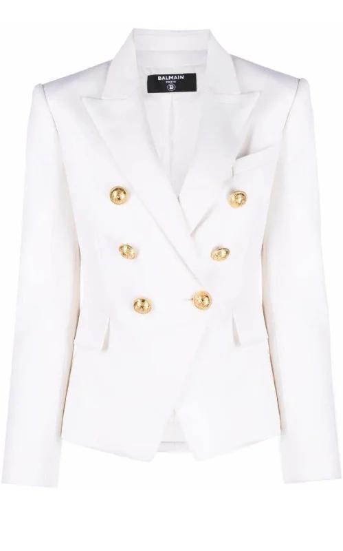 Balmain Double Breasted White Blazer