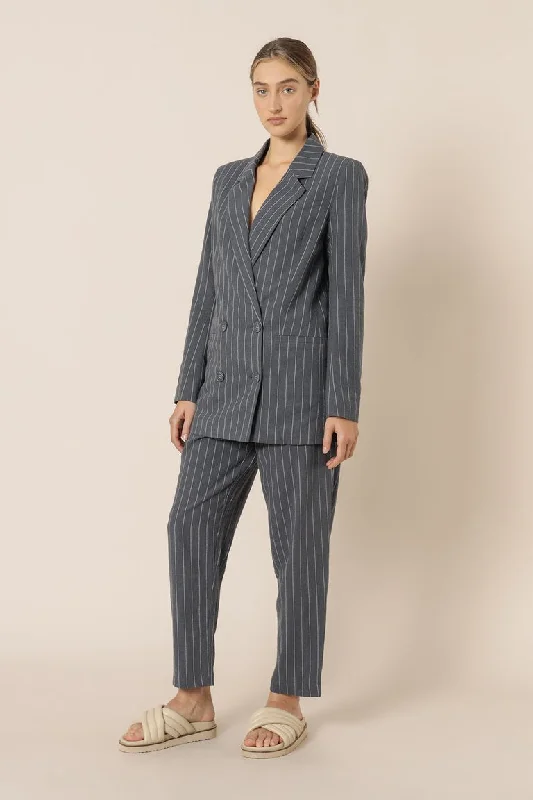 Finley Pinstripe Blazer- Navy