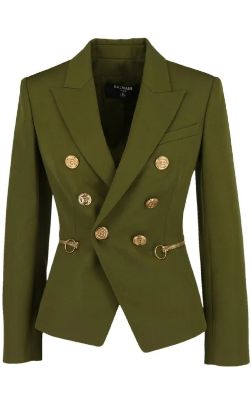 Green Wool Double-breasted Blazer