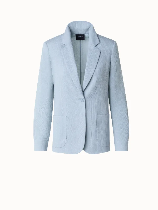 Structured Cotton Silk Double-Face Blazer