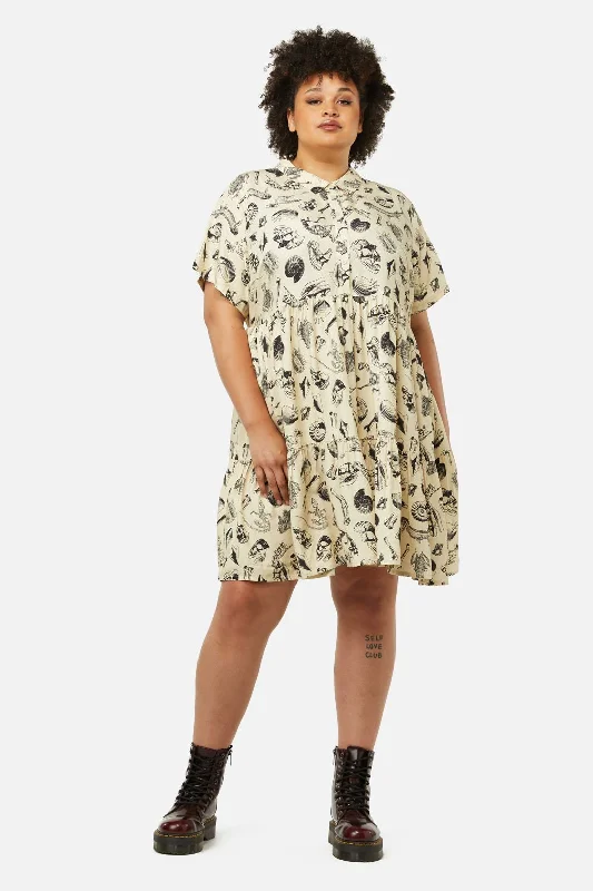 Curve Body Fossils Printed Dress