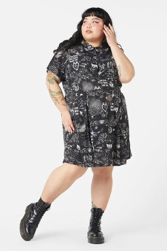 Curve Lover's Departure Print Dress