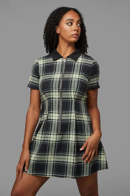 Haunted Bloom Tartan Skater Dress