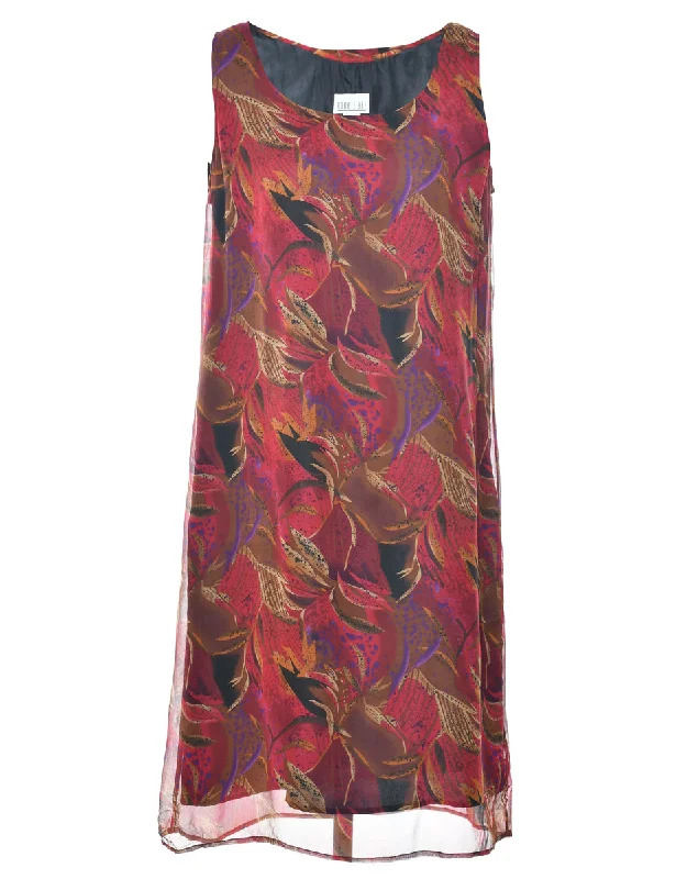 Leafy Print Shift Dress - M