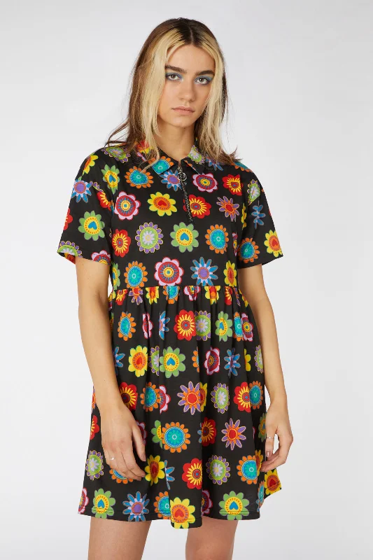 Daisy Jersey Smock Dress