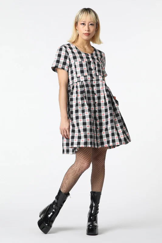 Gingham Peach Smock Dress