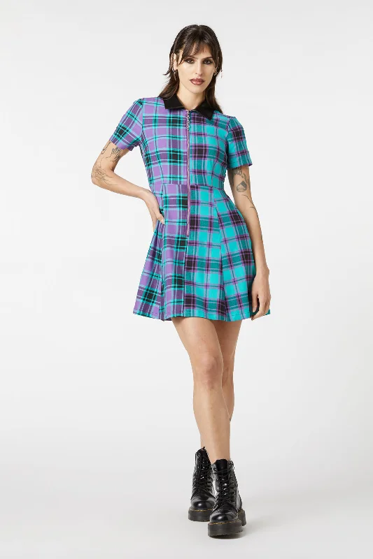 Grinning Tartan Zipper Dress