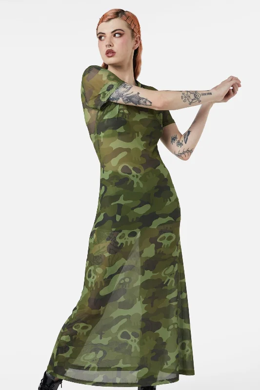 Nook Of The Garden Camo Mesh Dress