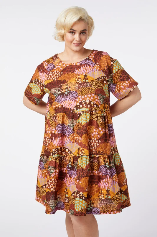 Patchwork Landscape Smock Dress