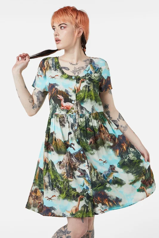 Triassic Scene Printed Dress