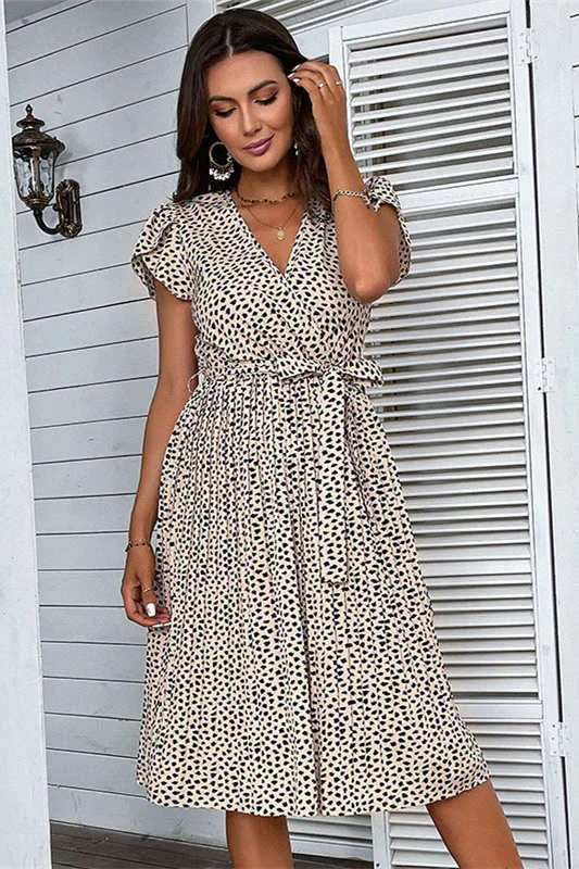 V-Neck Leopard Print Summer Beach Dress