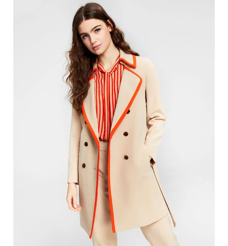 Bar III Contrast Trim Trench Coat