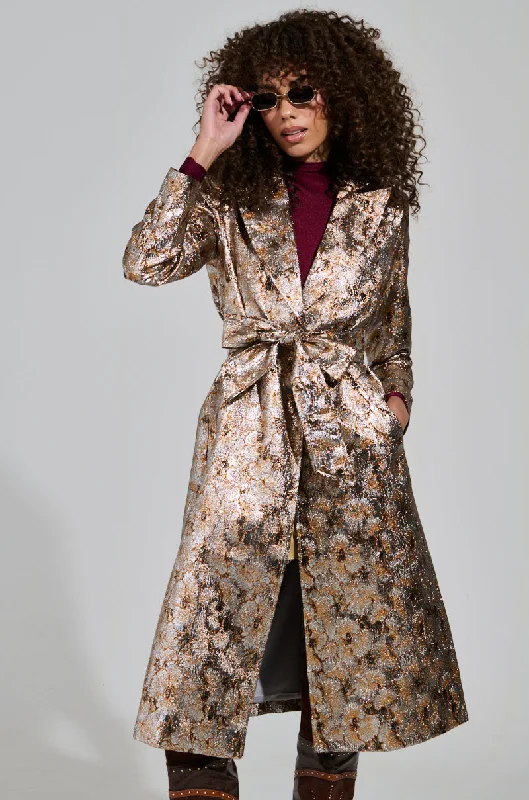 CITY LIGHTS BROCADE TRENCH