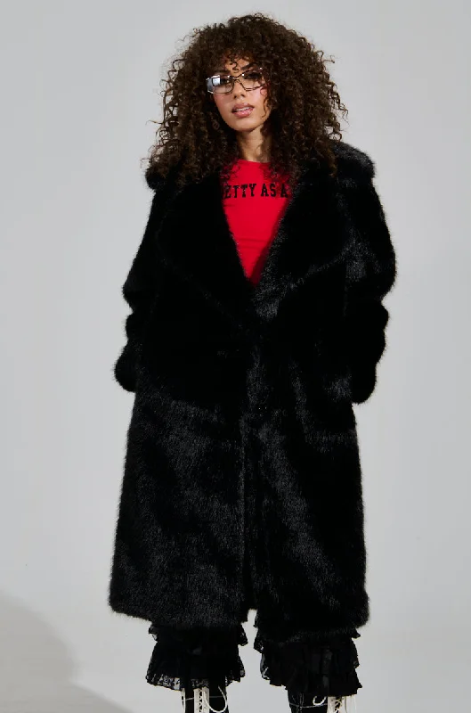 LENOX FAUX FUR TRENCH IN BLACK