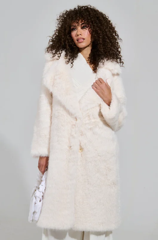 LENOX FAUX FUR TRENCH IN IVORY