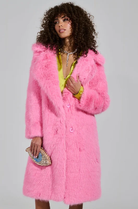 LENOX FAUX FUR TRENCH IN PINK